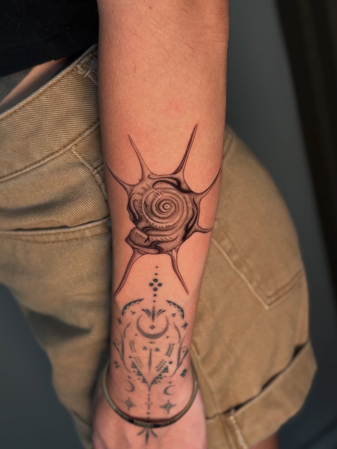 Tattoo by @tattedwithjaz — black_and_grey, dotwork