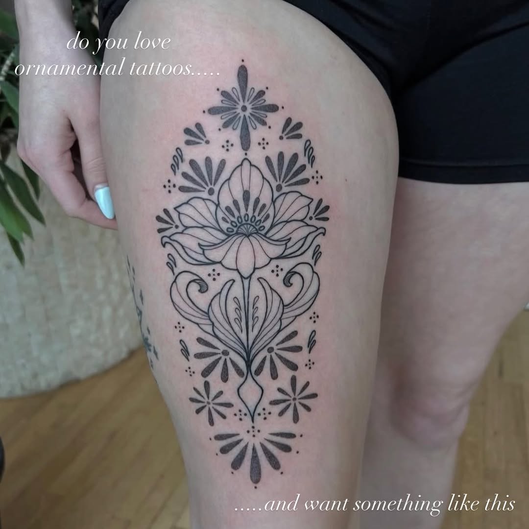Tattoo by @alliemoontattoo — ornamental, fine_line