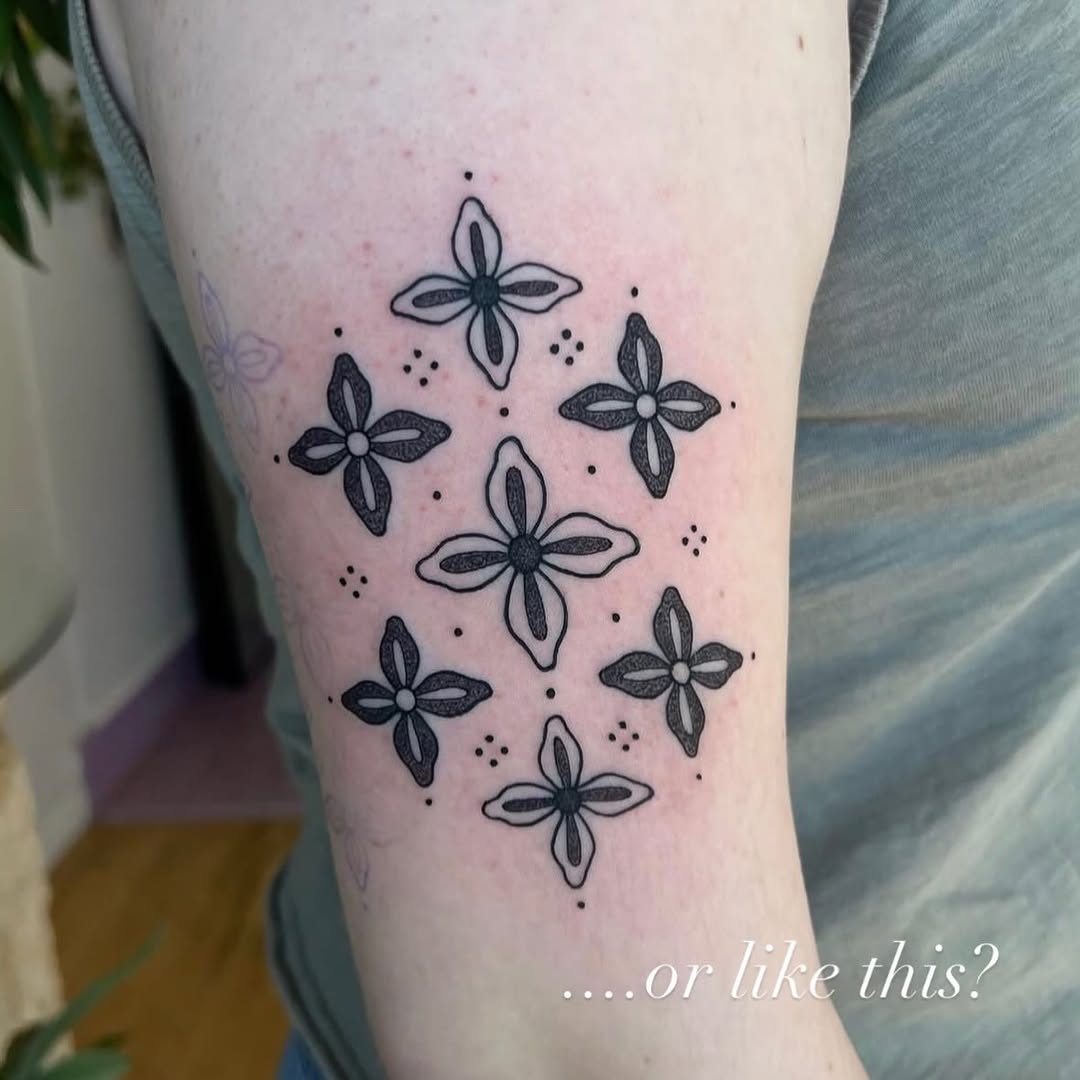 Tattoo by @alliemoontattoo — geometric, dotwork
