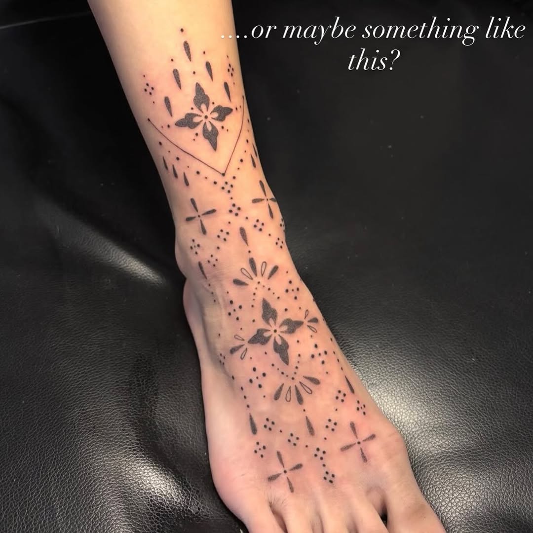 Tattoo by @alliemoontattoo — geometric, dotwork