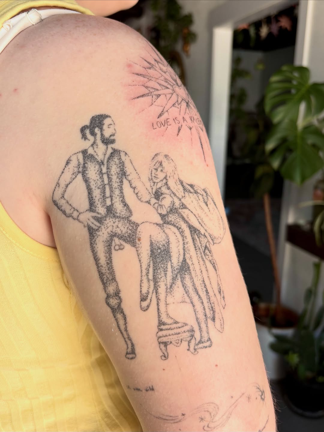 Tattoo by @seneca_studios — illustrative, dotwork