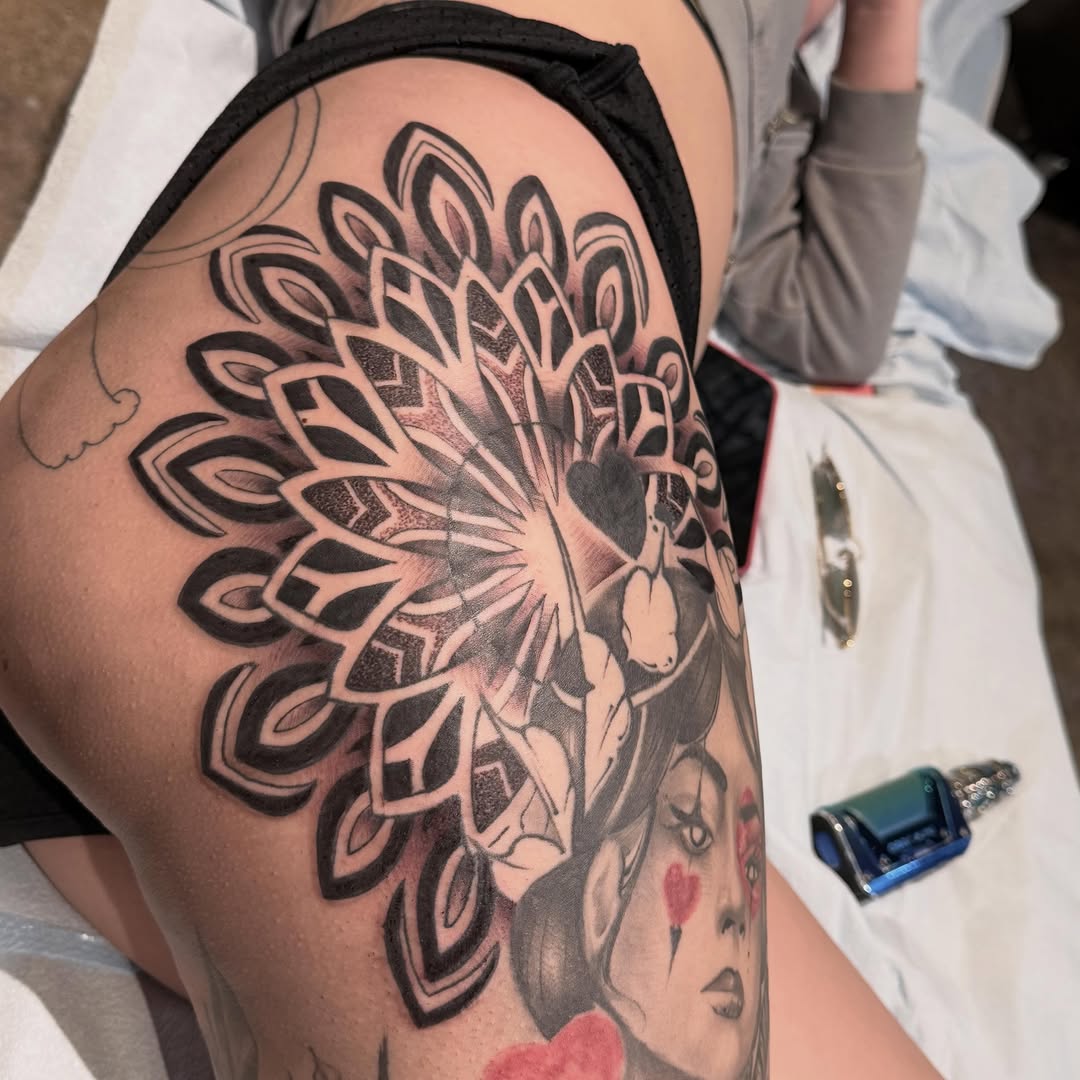 Tattoo by @crawleyboyart β geometric, illustrative