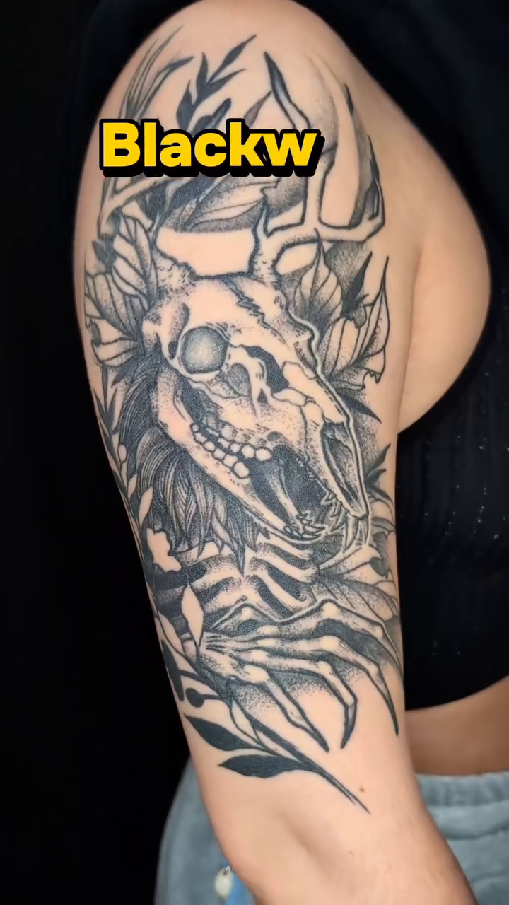 Tattoo by @hew_hoff — blackwork, dark_realism