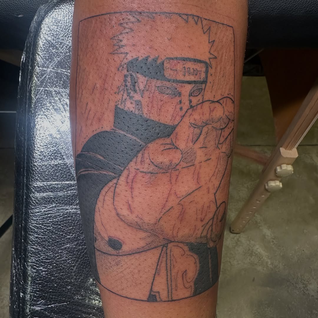 Tattoo by @leethemillennial — anime, black_and_grey
