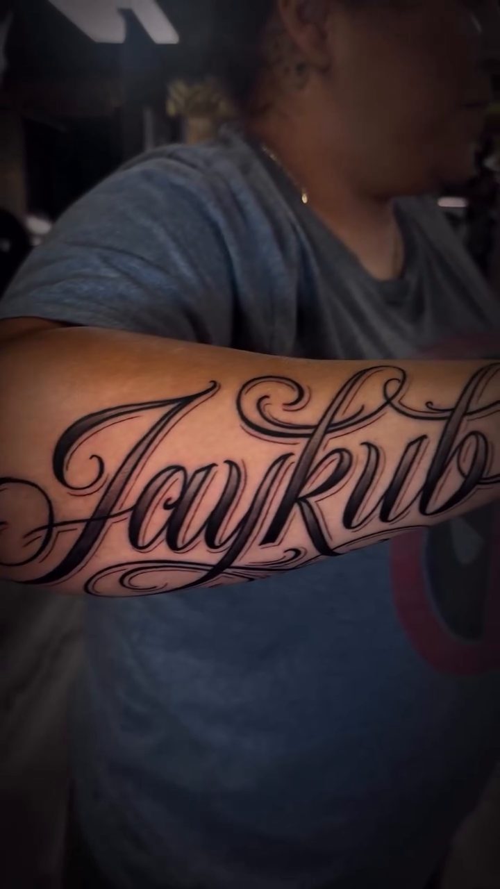 Tattoo by @skakk.tattow_ — lettering_script, fine_line