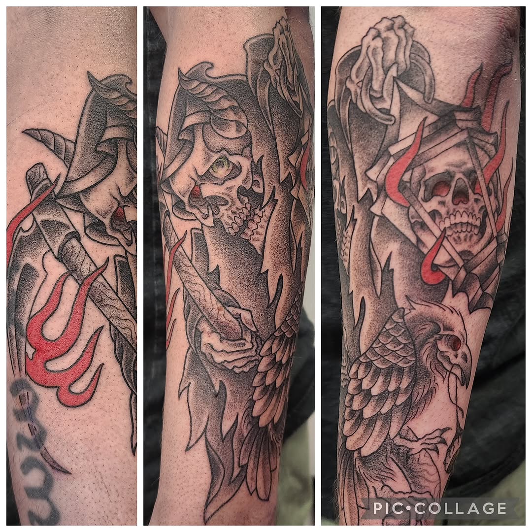 Tattoo by @dripping_moustache — neo_traditional, black_and_grey