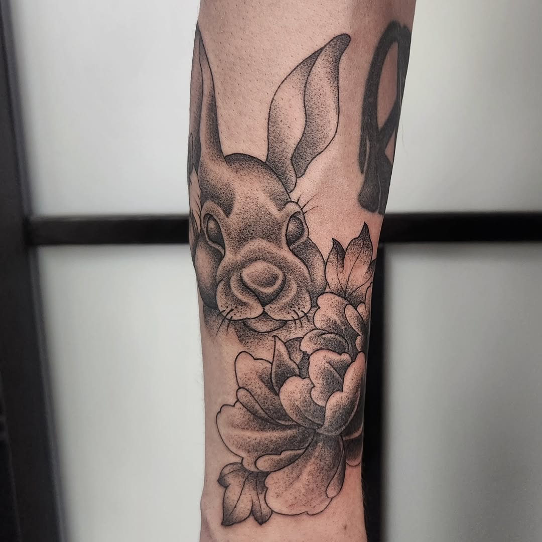 Tattoo by @dripping_moustache — black_and_grey, realism