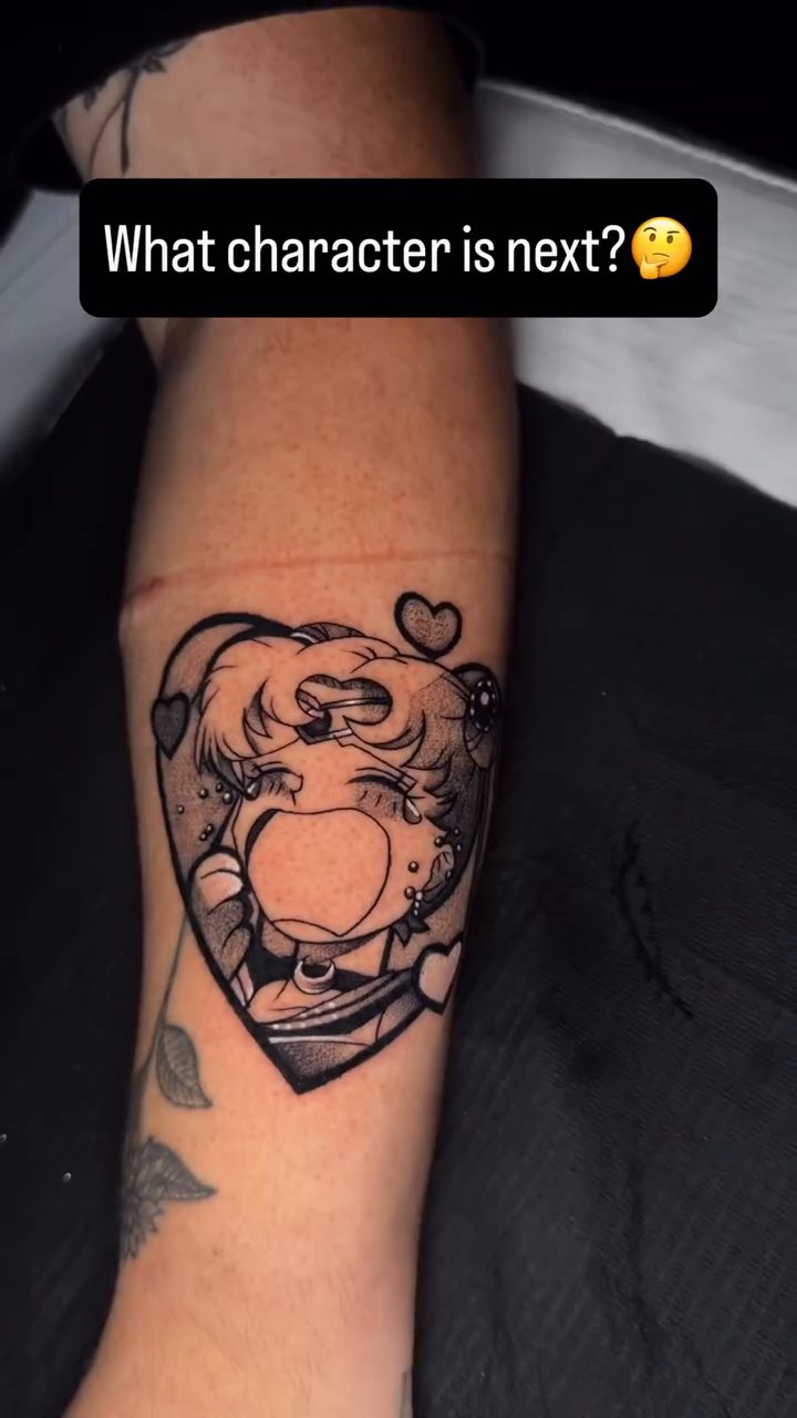 Tattoo by @payasoink402 — anime, dotwork