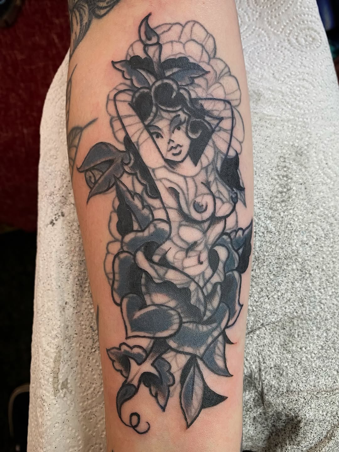 Tattoo by @karldoestattoos — neo_traditional, black_and_grey