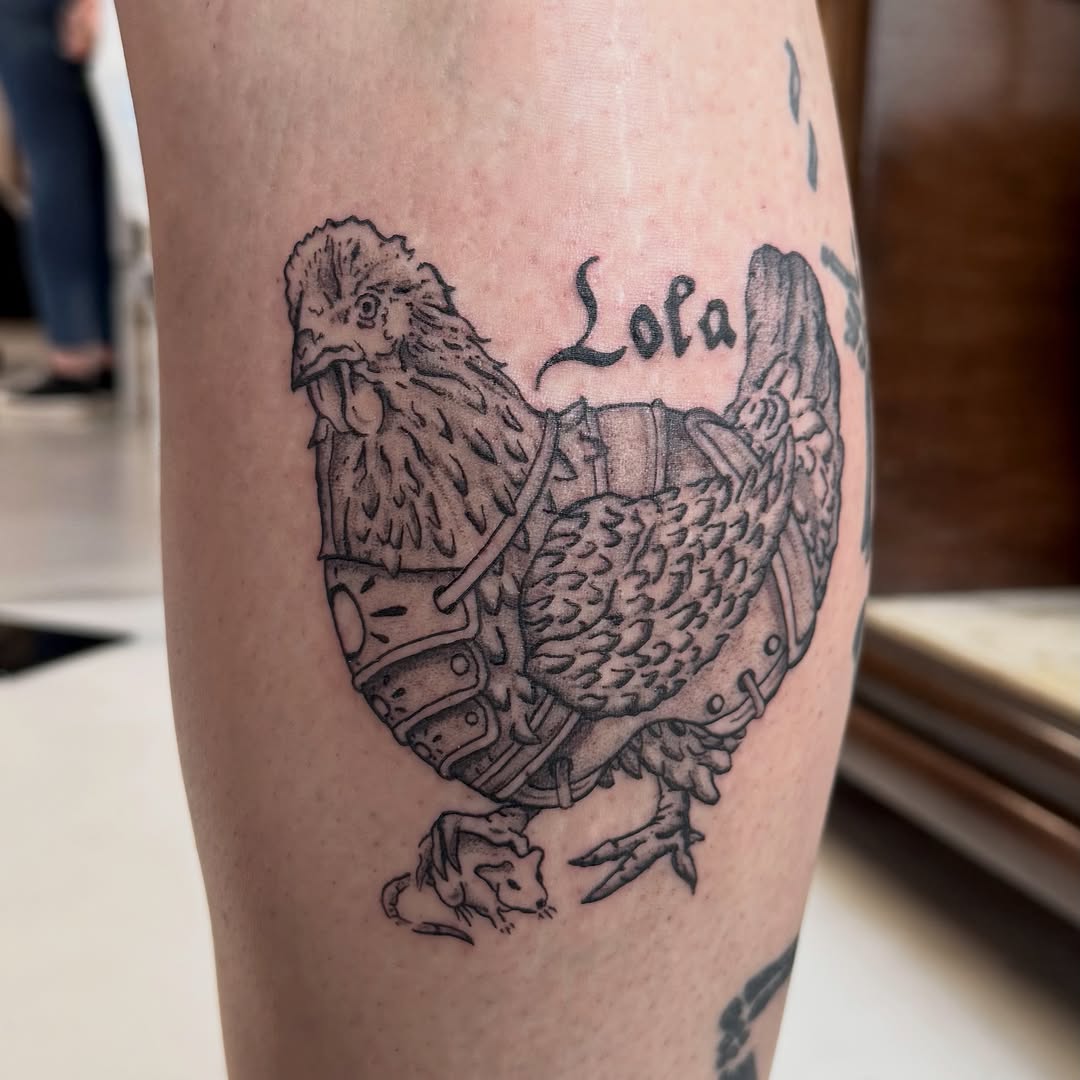 Tattoo by @beelzebubbers — black_and_grey, lettering_script