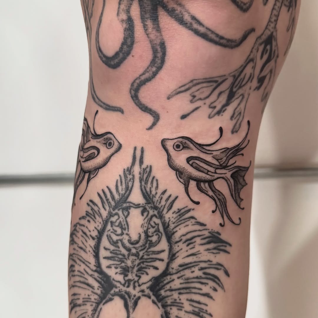 Tattoo by @beelzebubbers — black_and_grey, dotwork