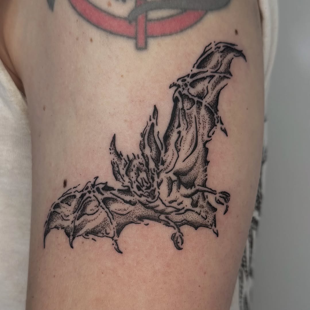 Tattoo by @beelzebubbers — dotwork, black_and_grey