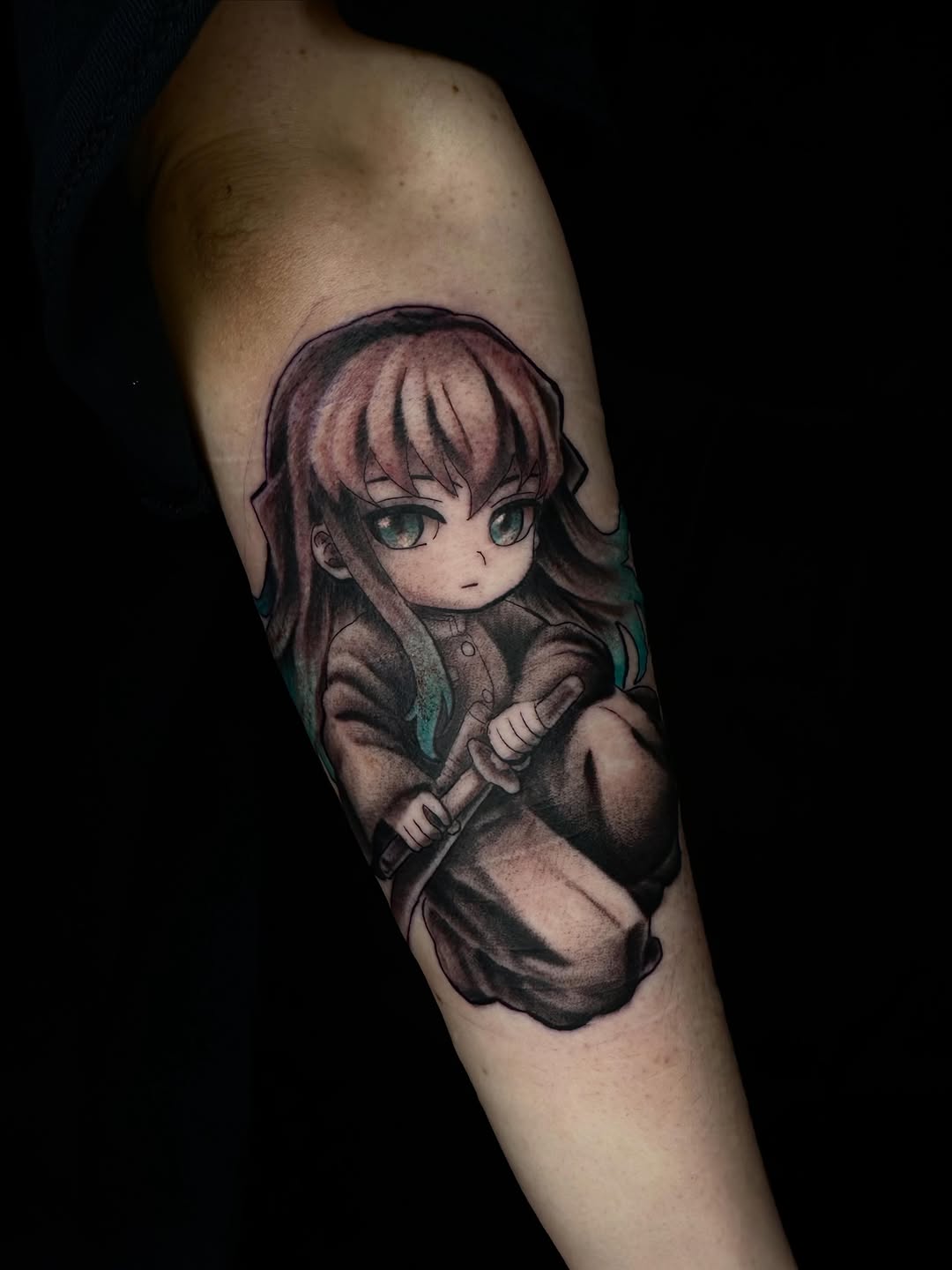 Tattoo by @forbidden_skin_designs β anime, black_and_grey