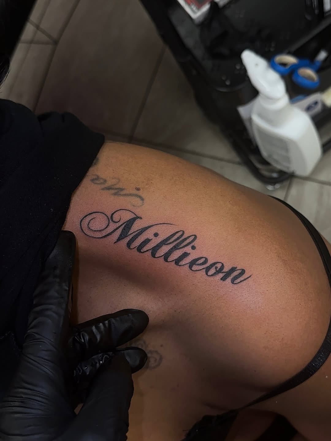 Tattoo by @xotic_inkk โ lettering_script, fine_line