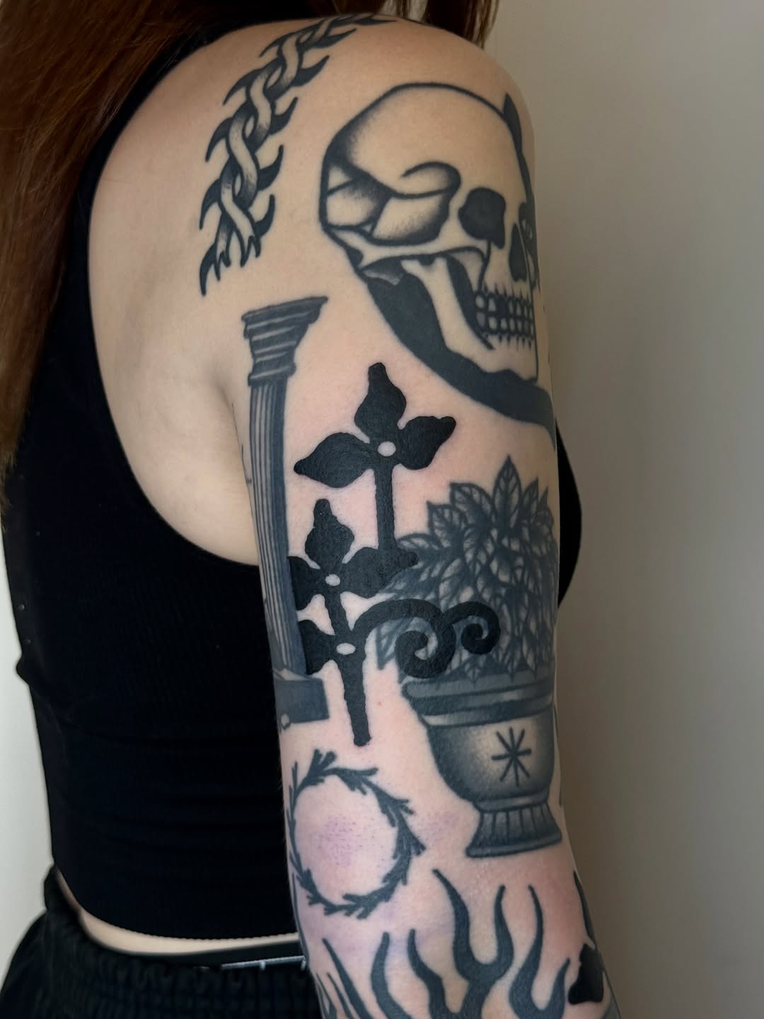 Tattoo by @_humanwreck — blackwork, black_and_grey
