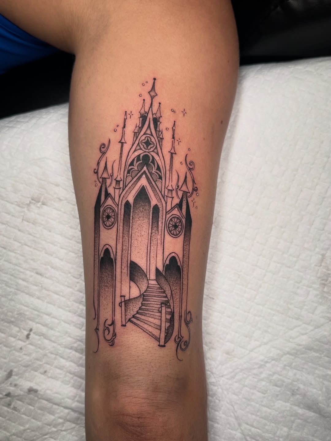 Tattoo by @seenaink — illustrative, dotwork