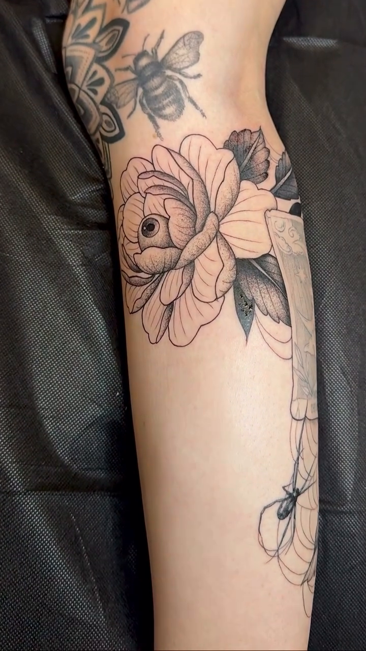 Tattoo by @ambergreytattoos — fine_line, black_and_grey