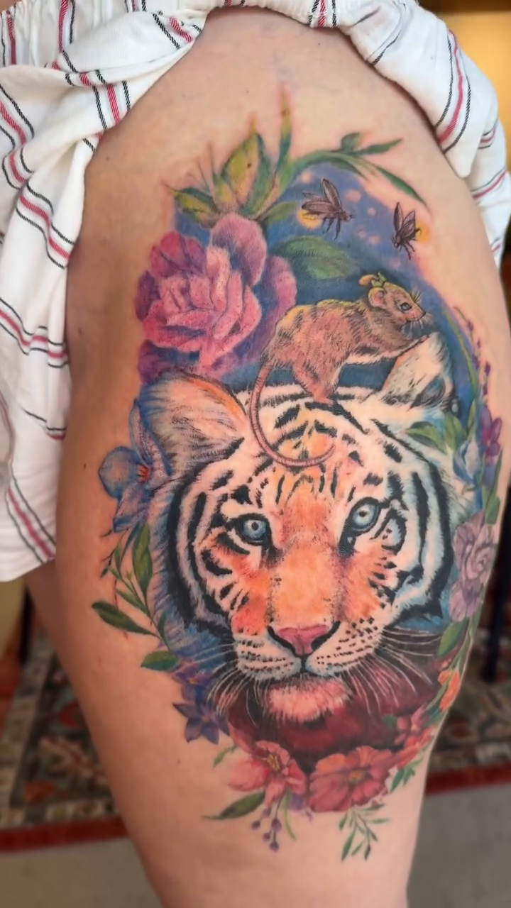 Tattoo by @foxglove.ink — realism, black_and_grey
