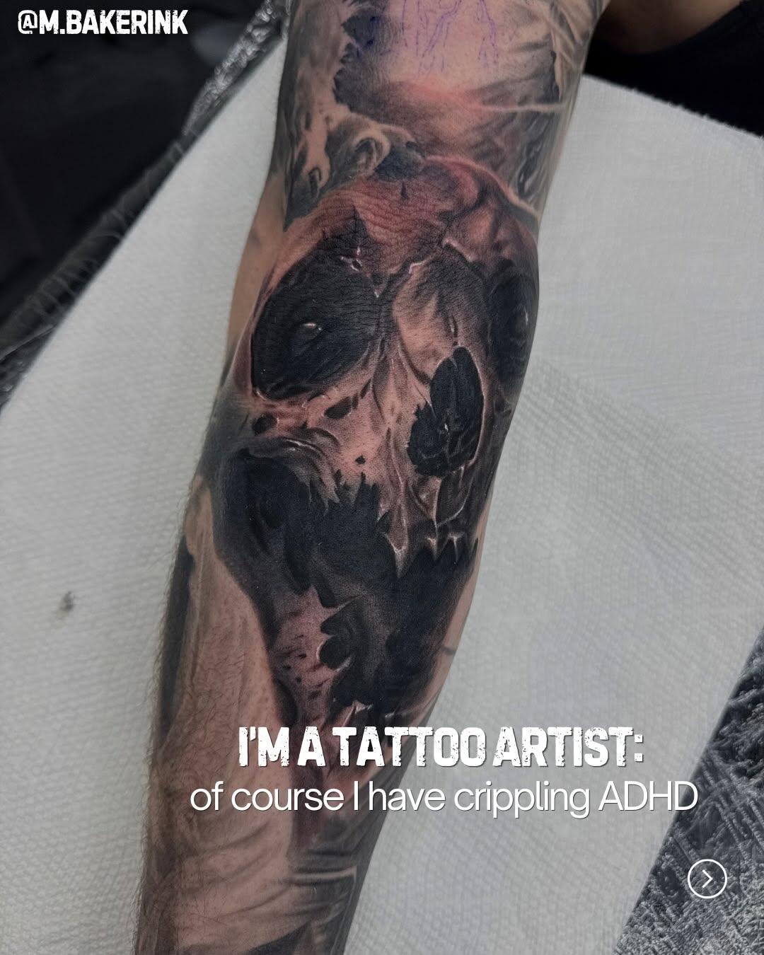 Tattoo by @m.bakerink — dark_realism, black_and_grey