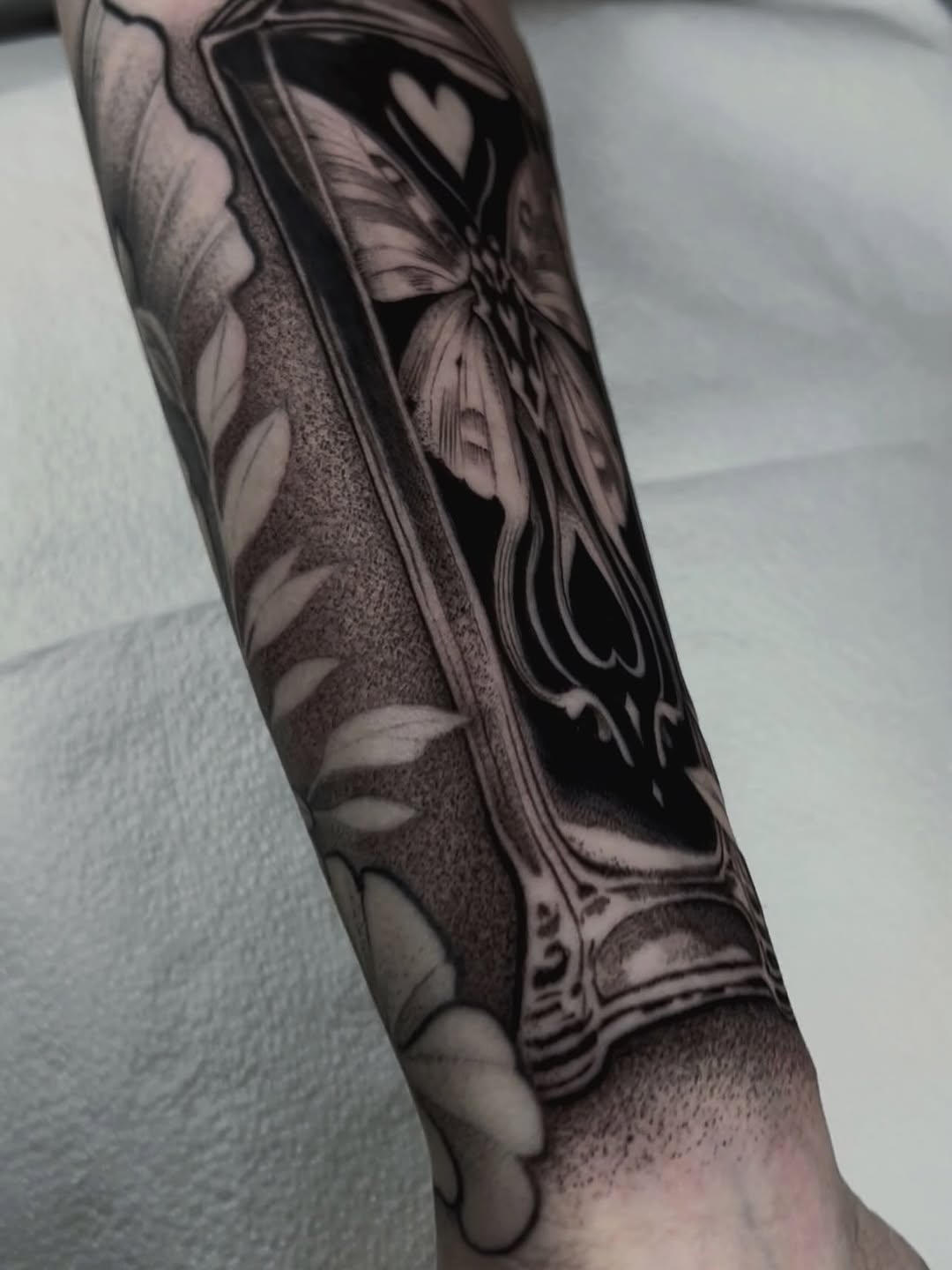 Tattoo by @annawolfftattoos — black_and_grey, dotwork