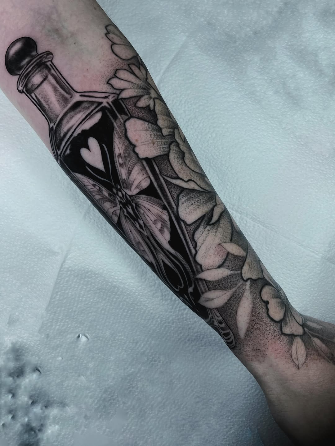 Tattoo by @annawolfftattoos — black_and_grey, dotwork
