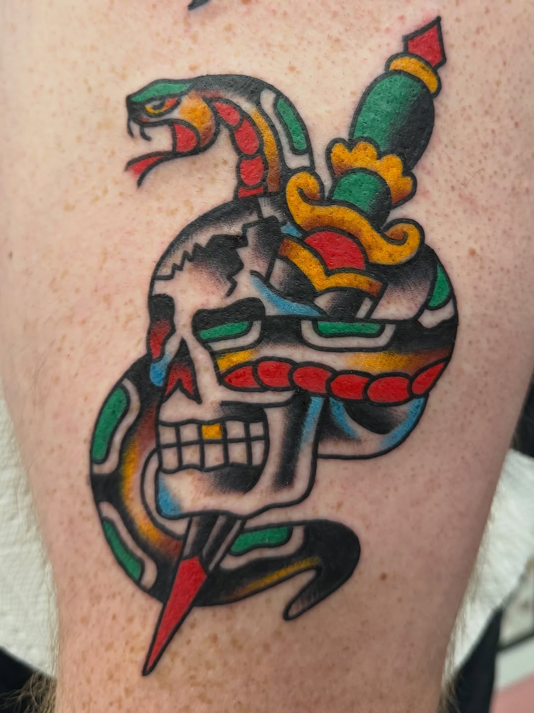 Tattoo by @drewgilestattoo — american_traditional, illustrative