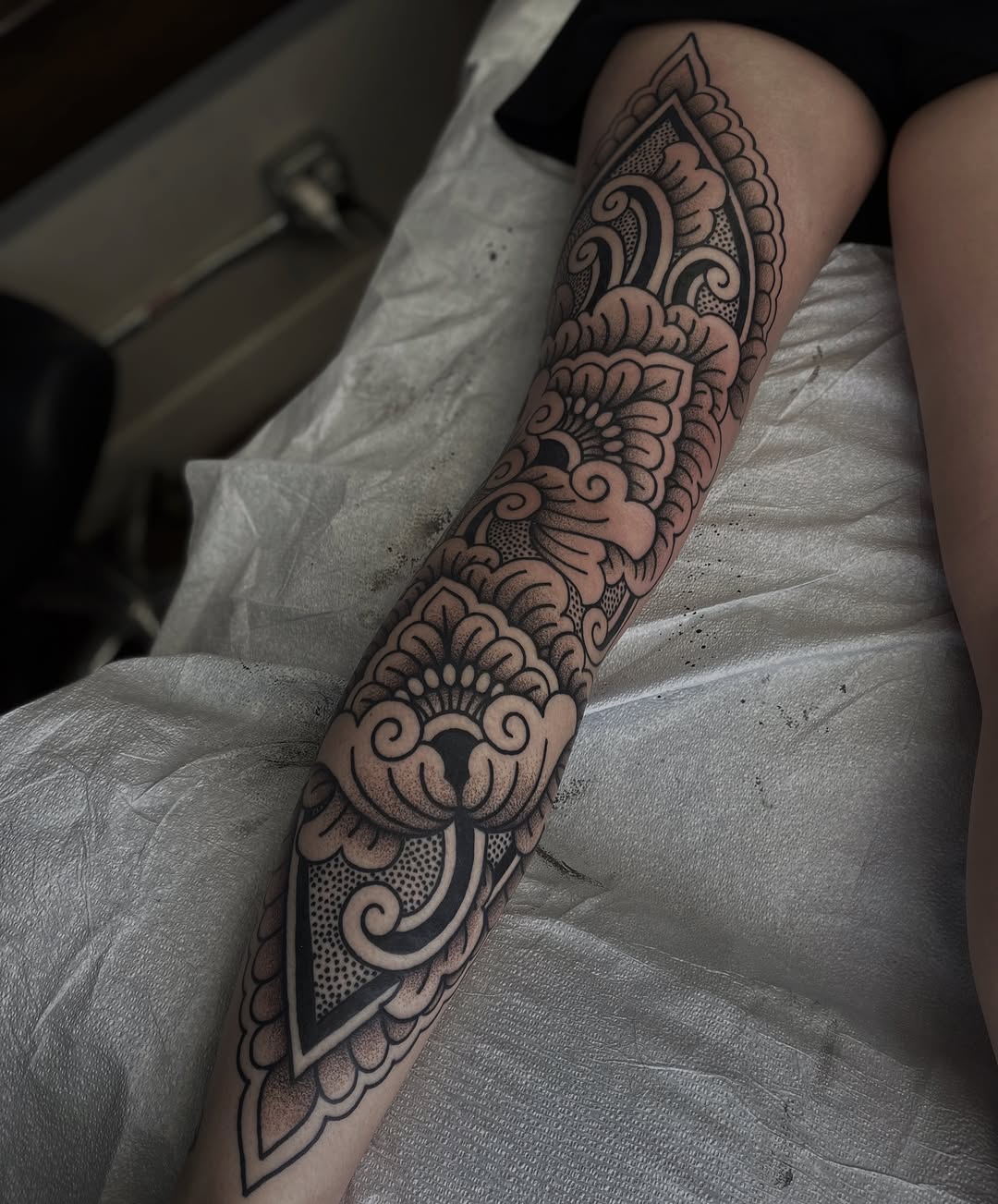 Tattoo by @veronicamussertattoo — ornamental, dotwork