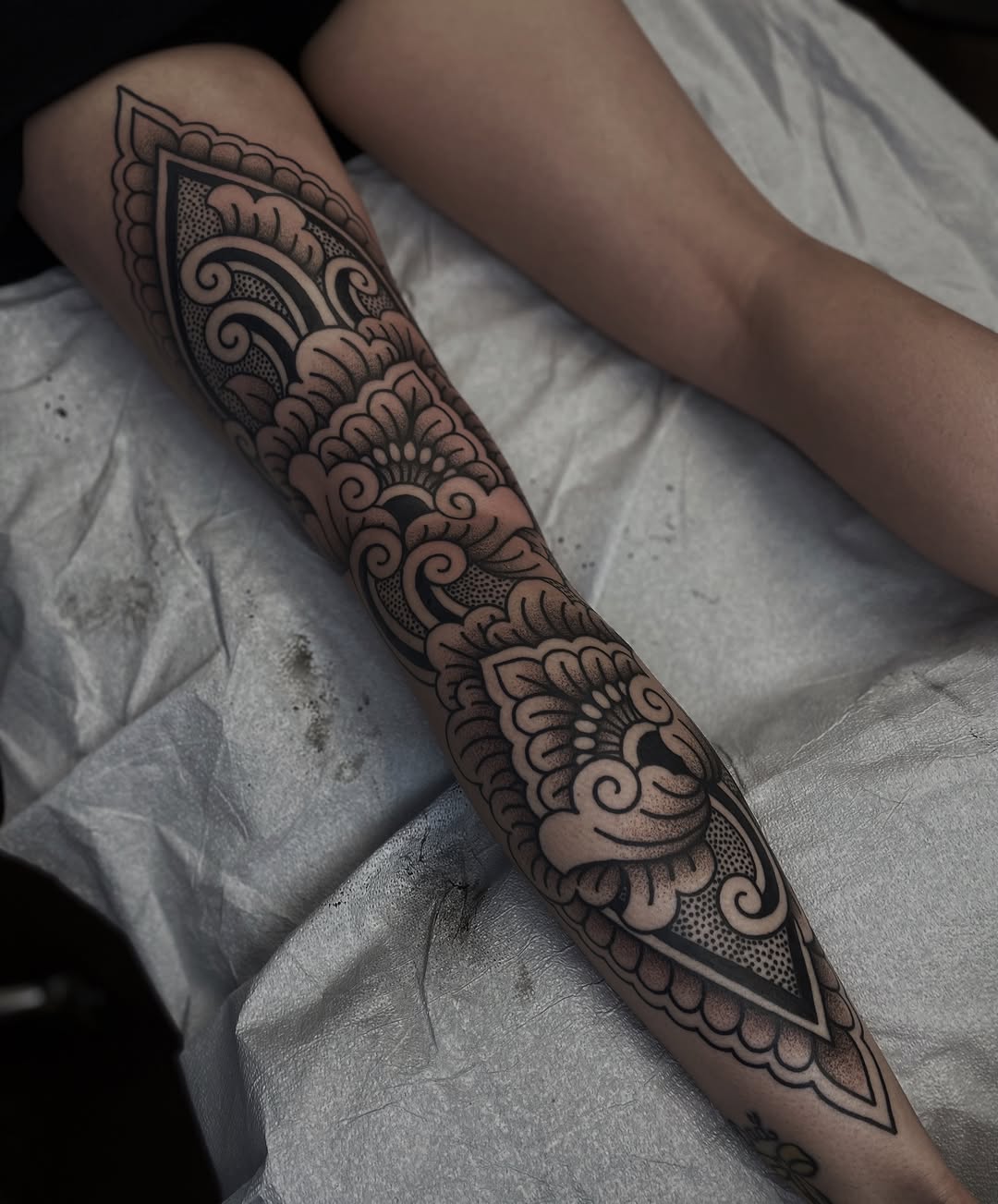 Tattoo by @veronicamussertattoo — ornamental, dotwork