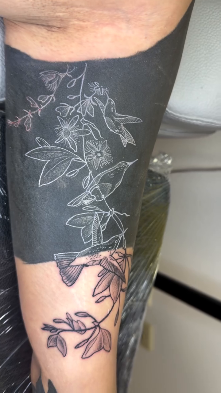 Tattoo by @thewolfmantattoos — blackwork, illustrative