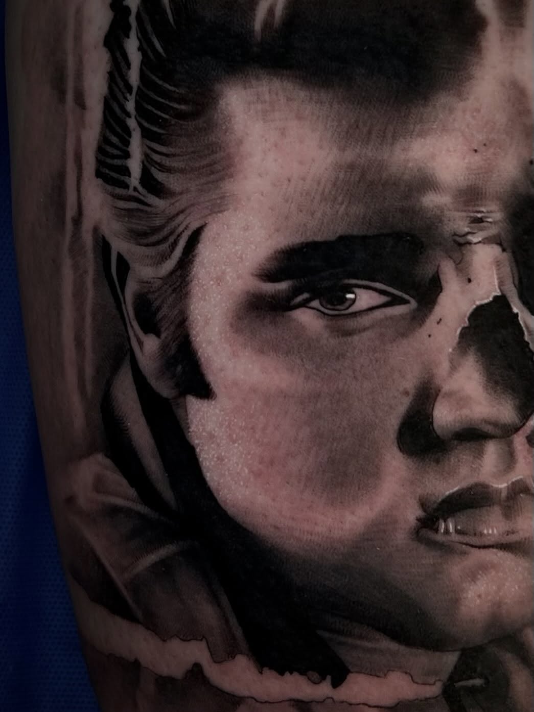 Tattoo by @cxrsmeiertattoos — realism, black_and_grey