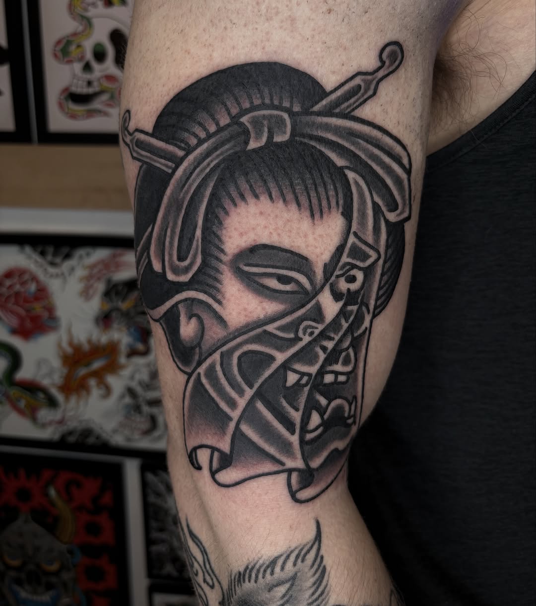 Tattoo by @cameron.tattoos — blackwork, black_and_grey
