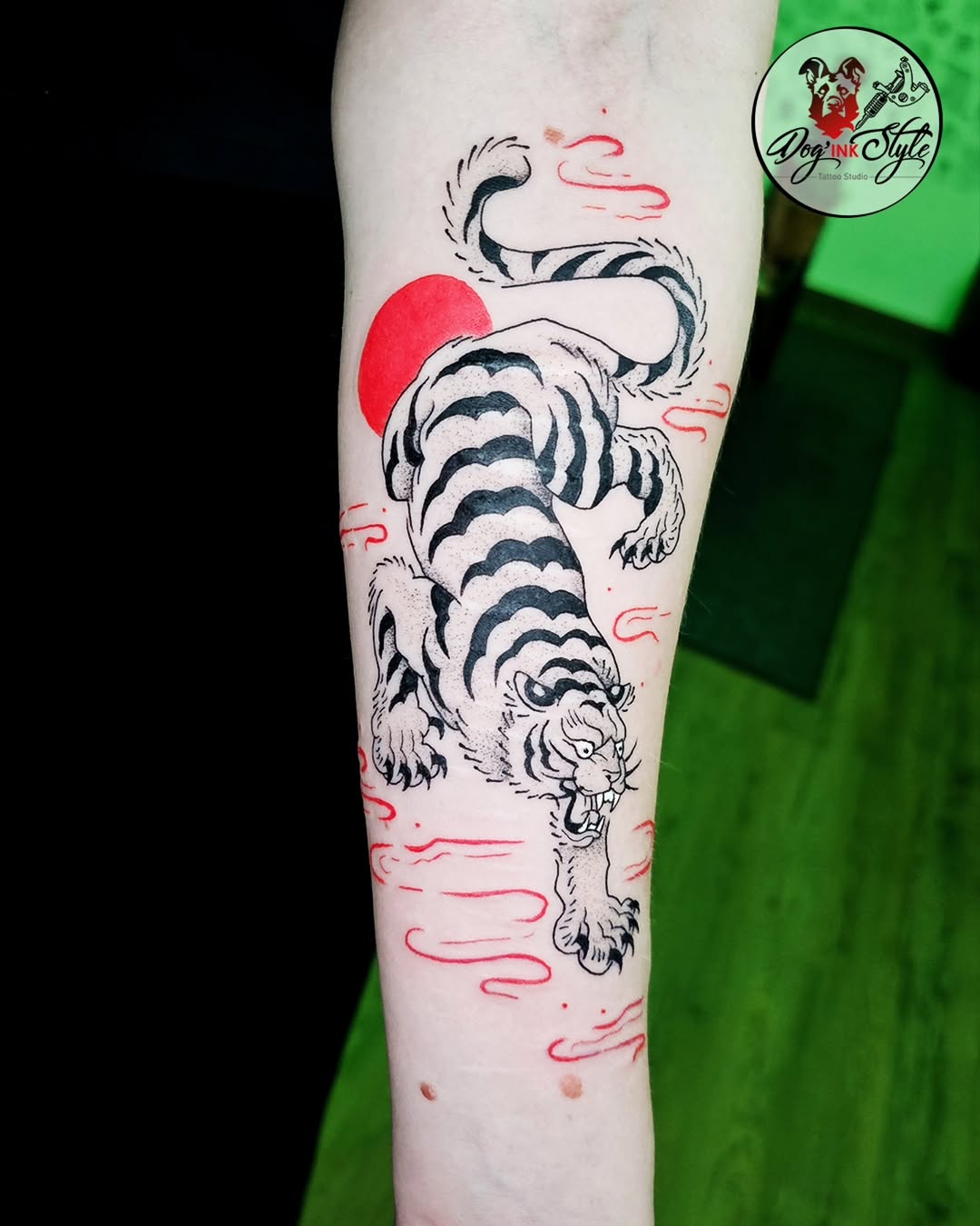 Tattoo by @dog_ink_style โ japanese_irezumi, black_and_grey