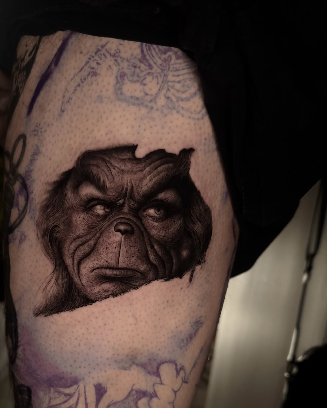 Tattoo by @dukeoftats β realism, black_and_grey