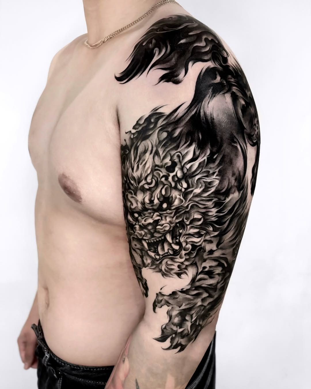 Tattoo by @jing.ink — black_and_grey, japanese_irezumi