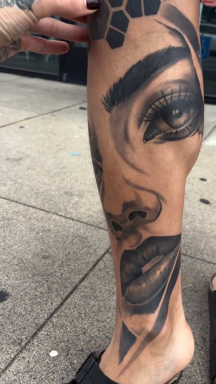 Tattoo by @ericharetattoo — realism, black_and_grey