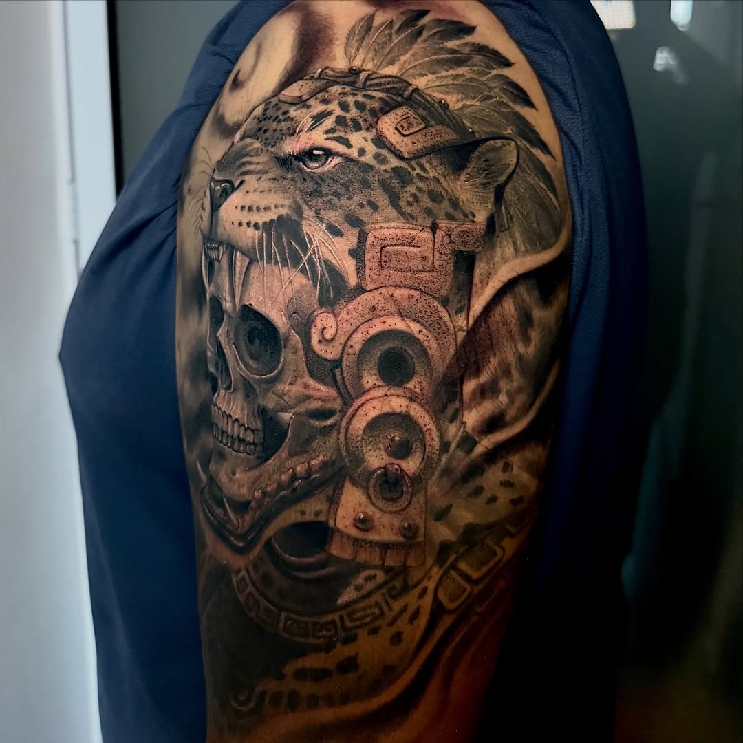 Tattoo by @meza.cruz.tatuajes โ realism, black_and_grey