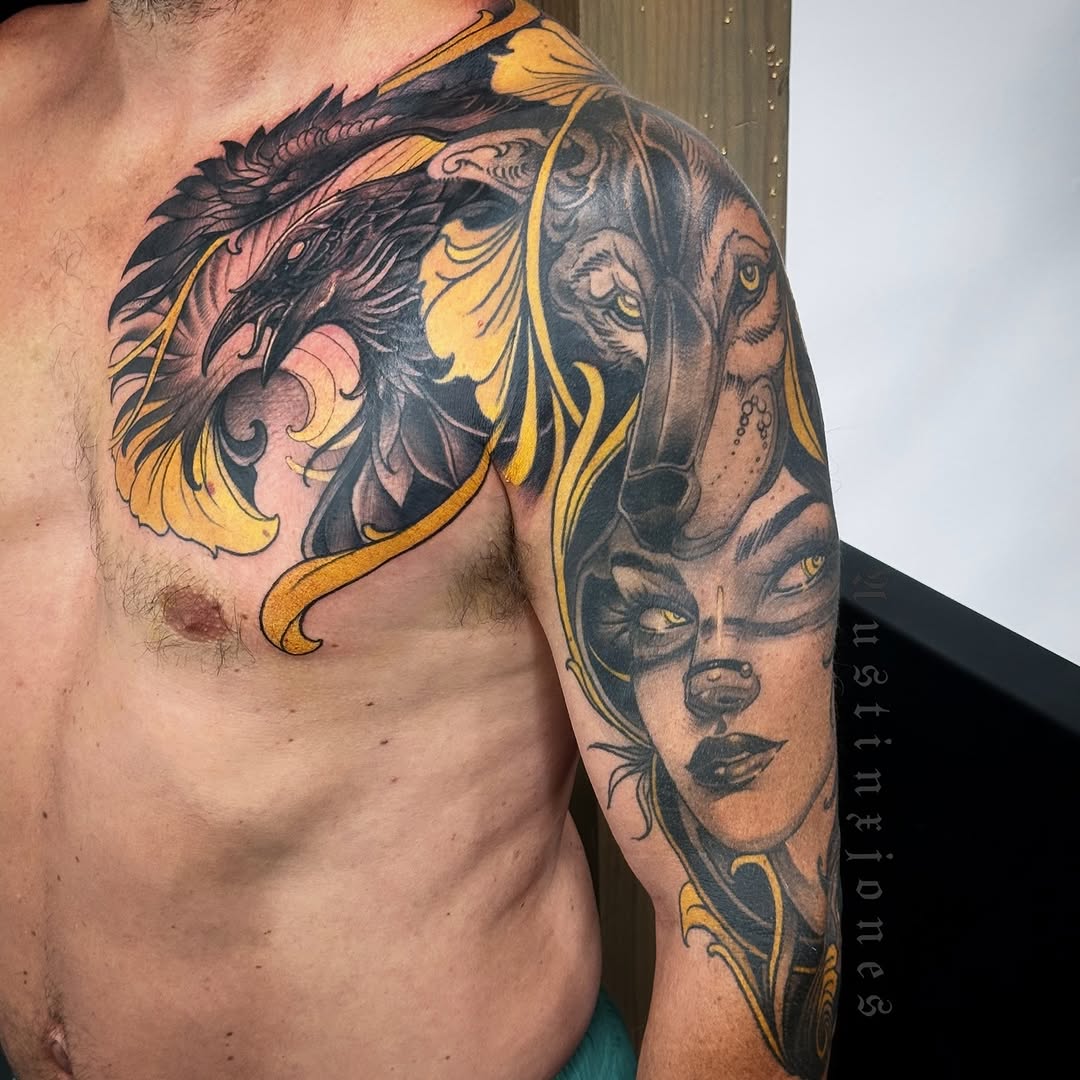Tattoo by @austinxjones β illustrative, black_and_grey