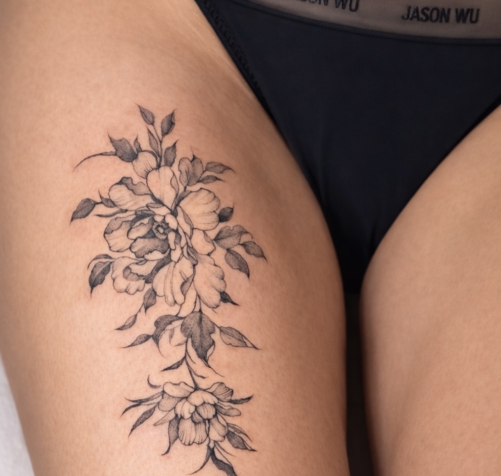 Tattoo by @anastasia_bellevue — fine_line, black_and_grey