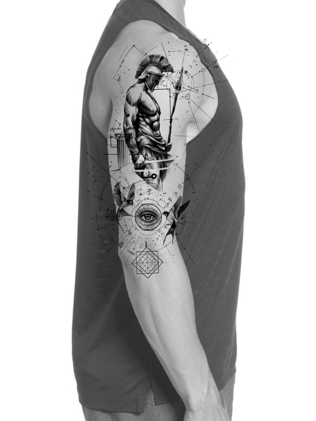 Tattoo by @iamrafaelart — black_and_grey, geometric