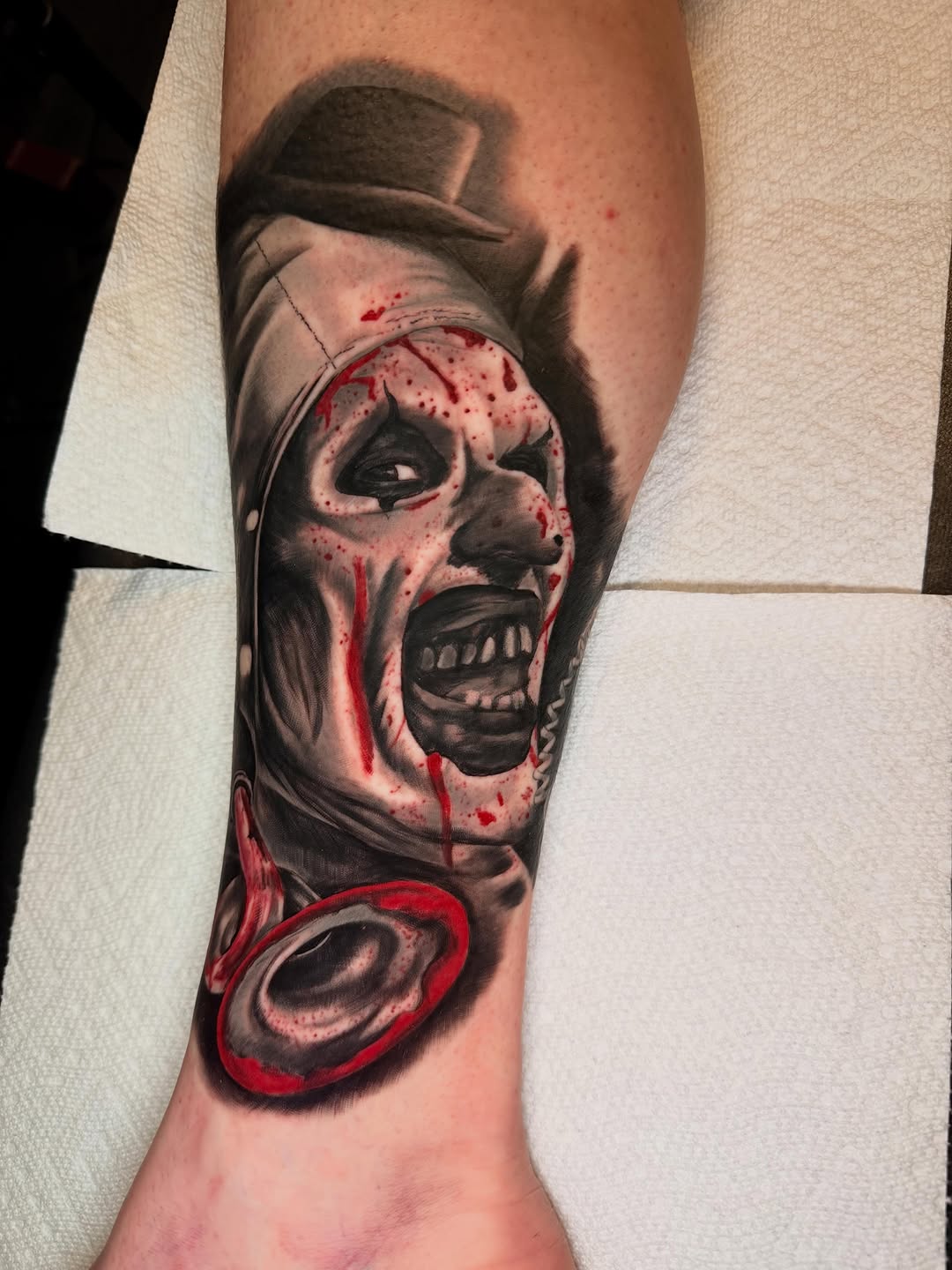 Tattoo by @mischiefinkparlor18 — dark_realism, trash_polka