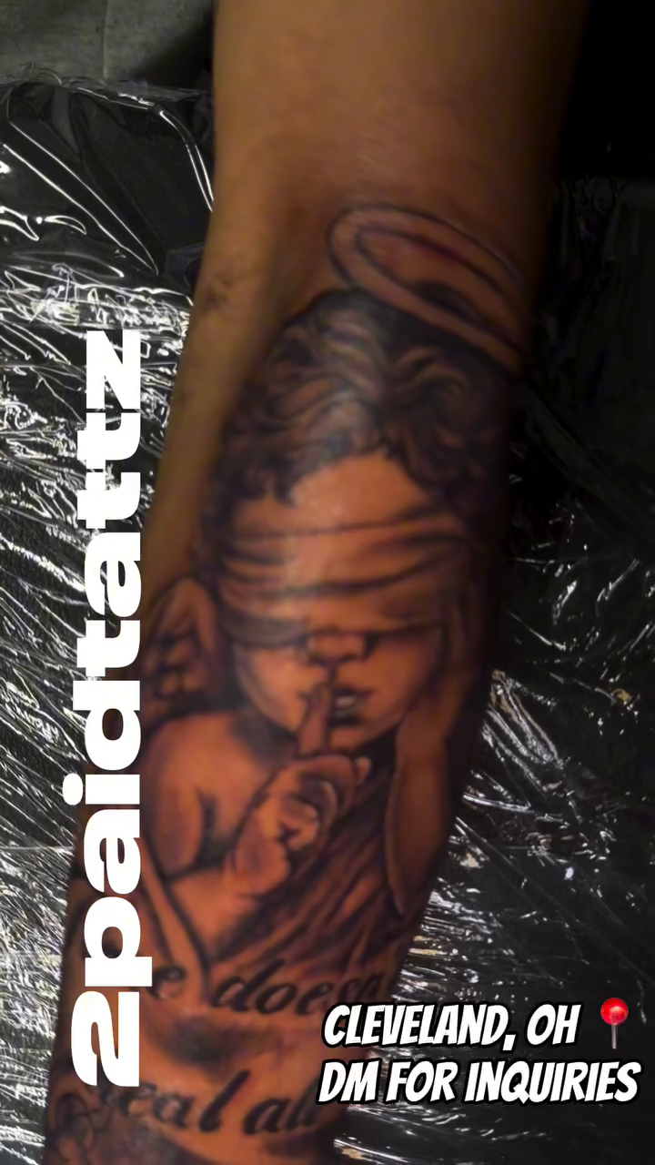 Tattoo by @2paidtattz — black_and_grey, lettering_script