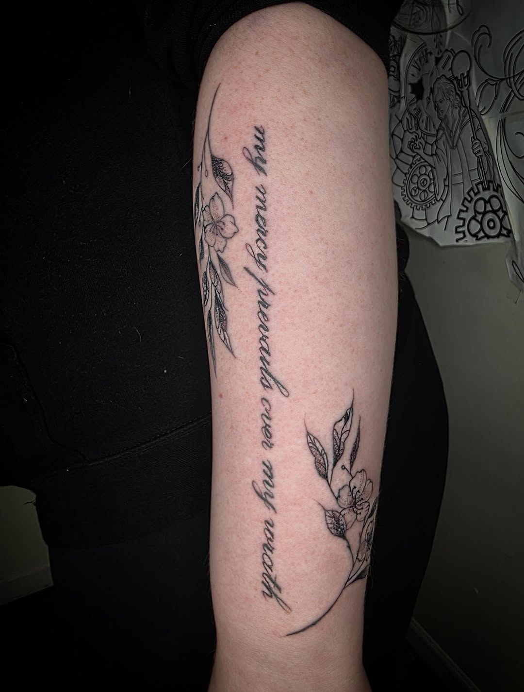 Tattoo by @bblackhoundd โ lettering_script, fine_line