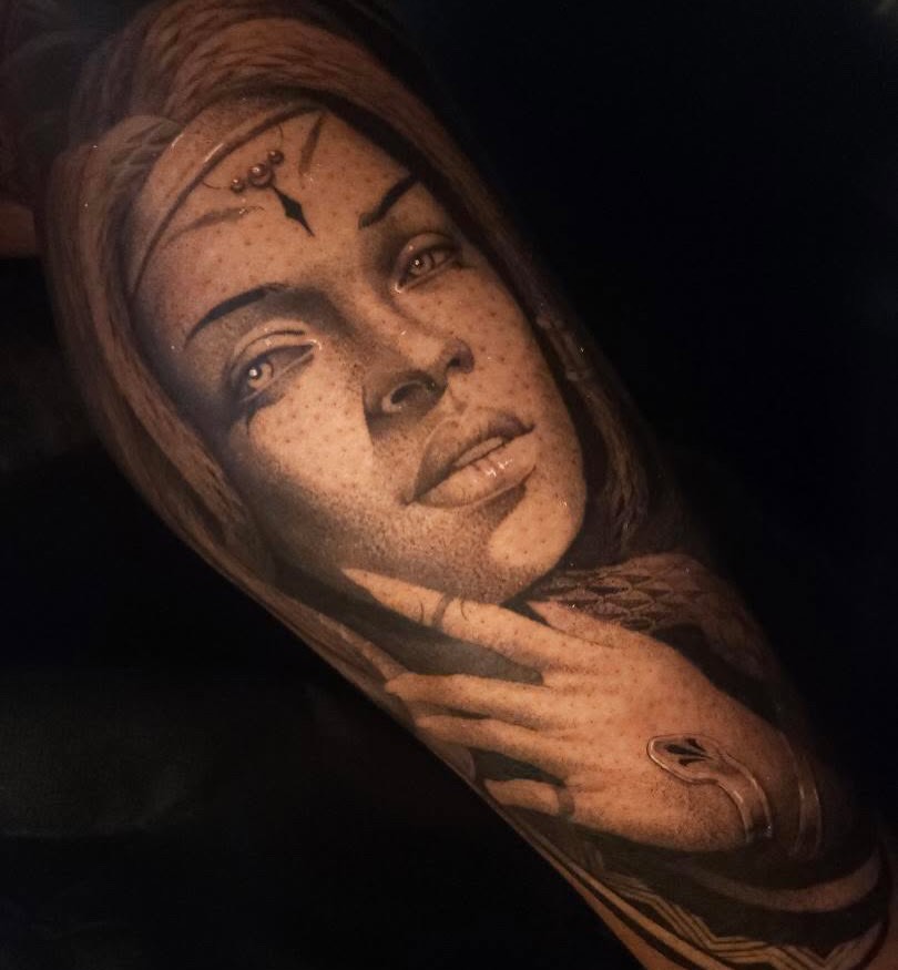 Tattoo by @swirly.boi — realism, black_and_grey