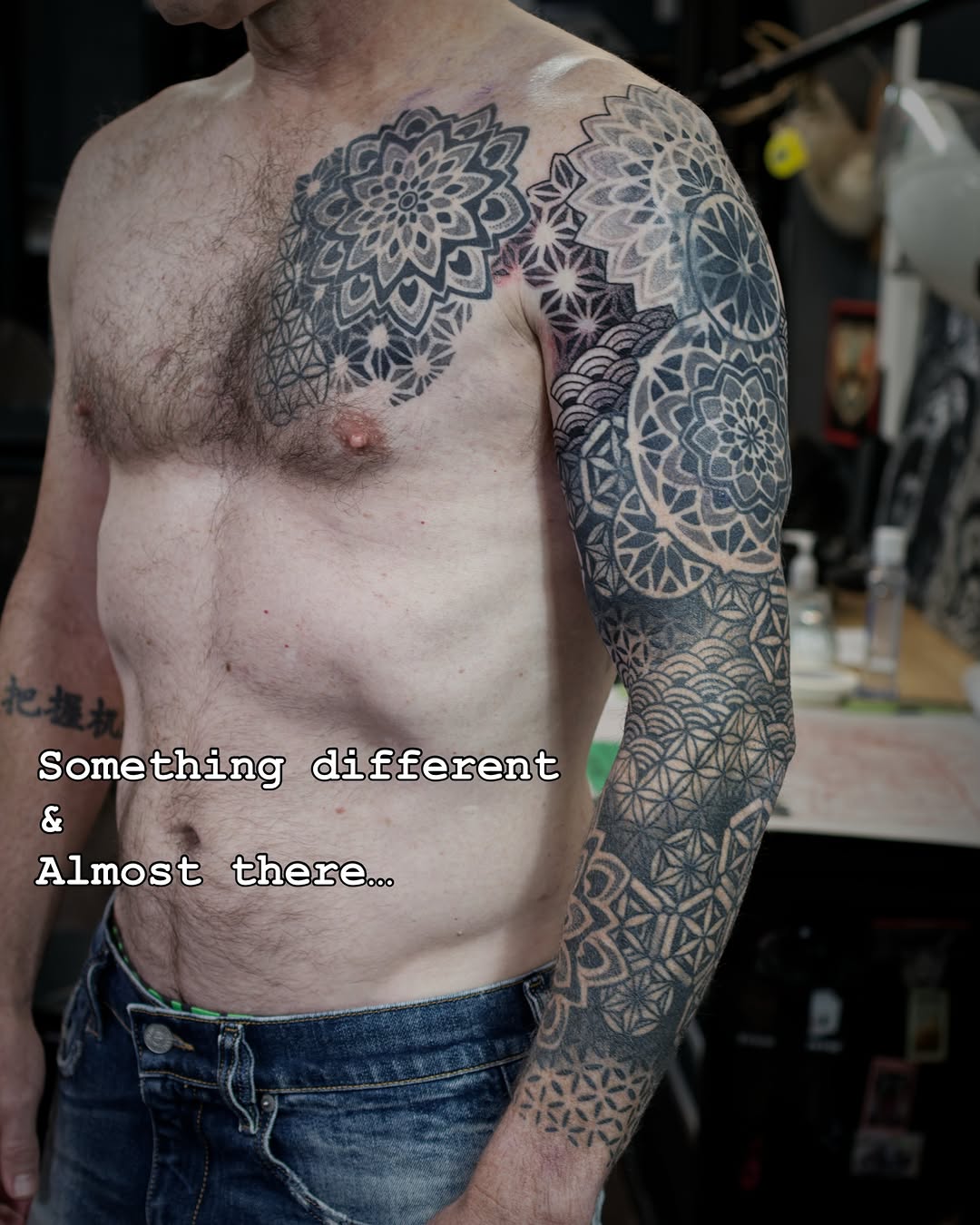 Tattoo by @chriscockadoodledo — geometric, dotwork