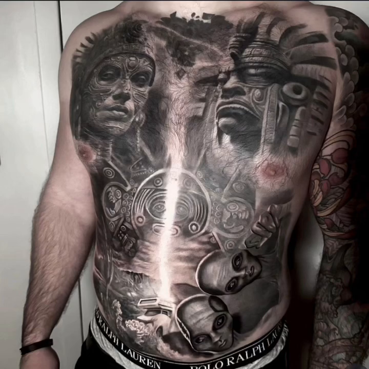 Tattoo by @kaostattooart — realism, black_and_grey