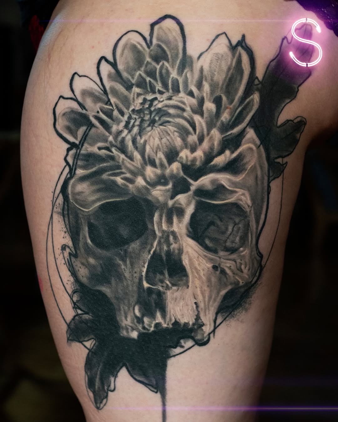 Tattoo by @mrsassy_tattoos — realism, black_and_grey
