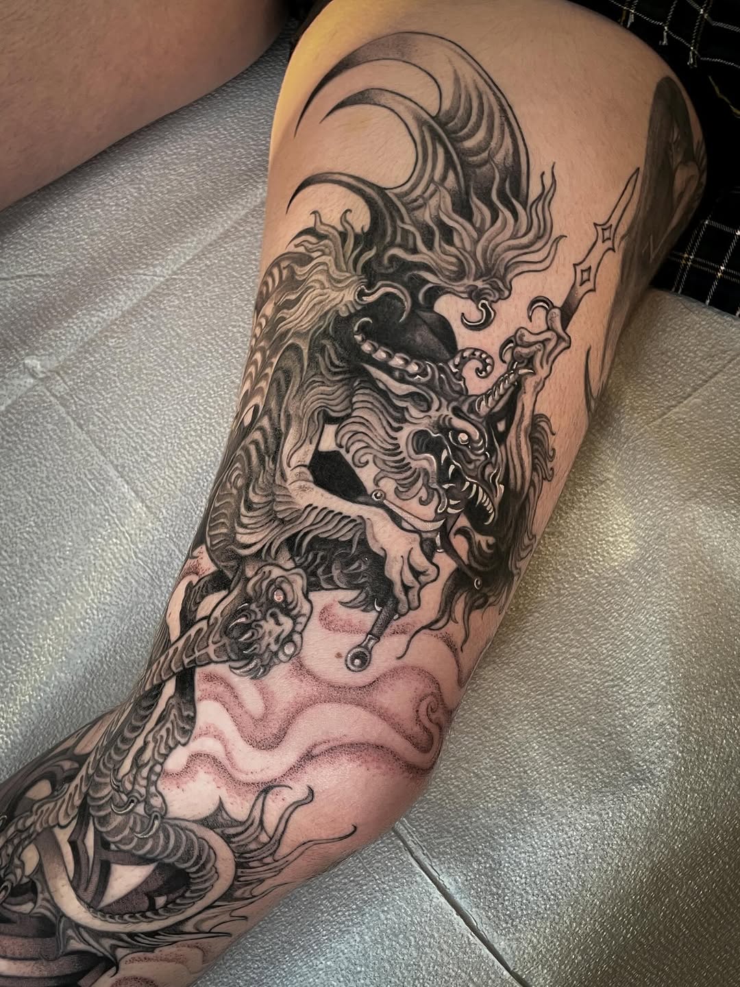 Tattoo by @whatreiley — japanese_irezumi, black_and_grey