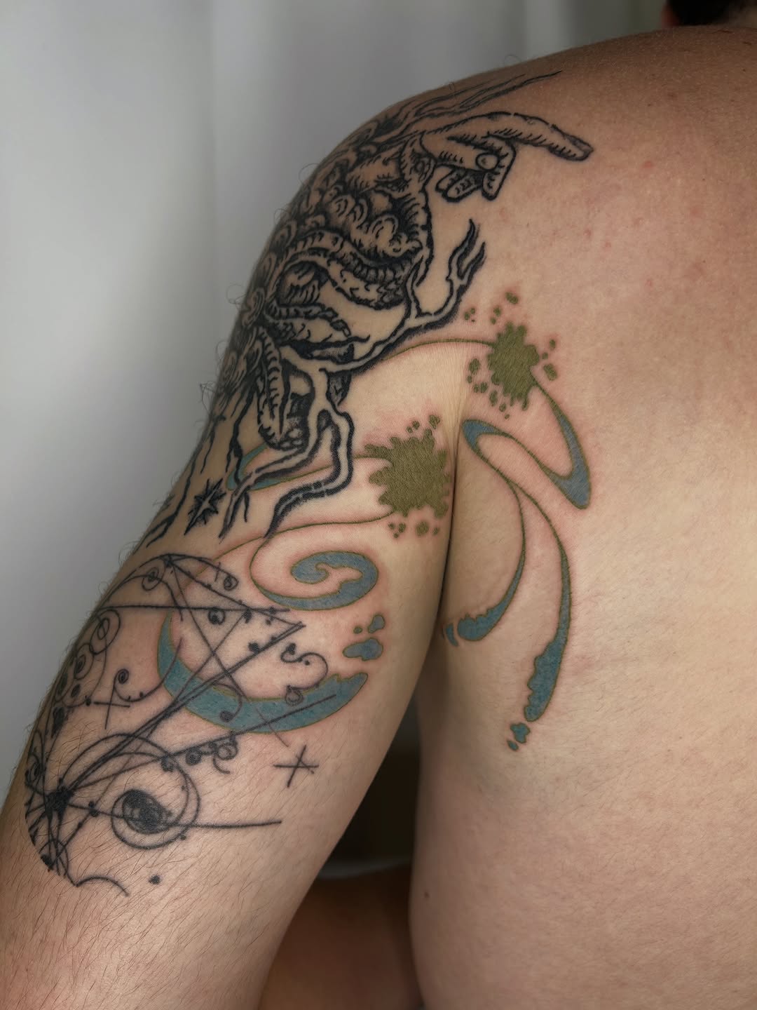 Tattoo by @scratch.witch — blackwork, geometric