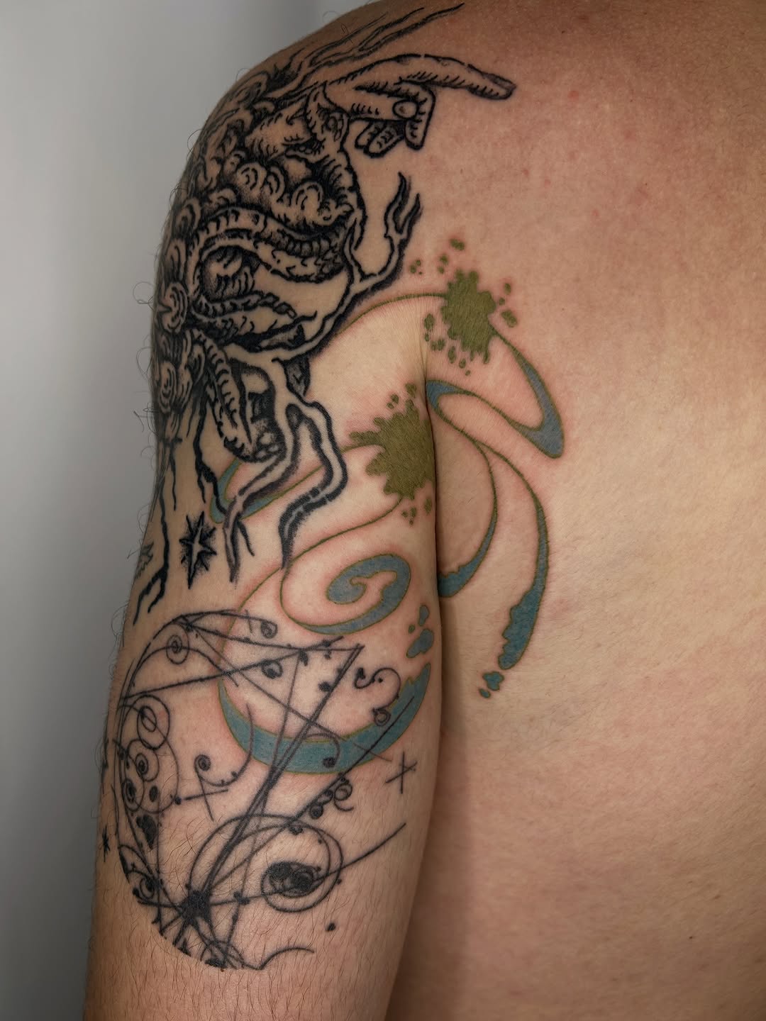 Tattoo by @scratch.witch — blackwork, geometric