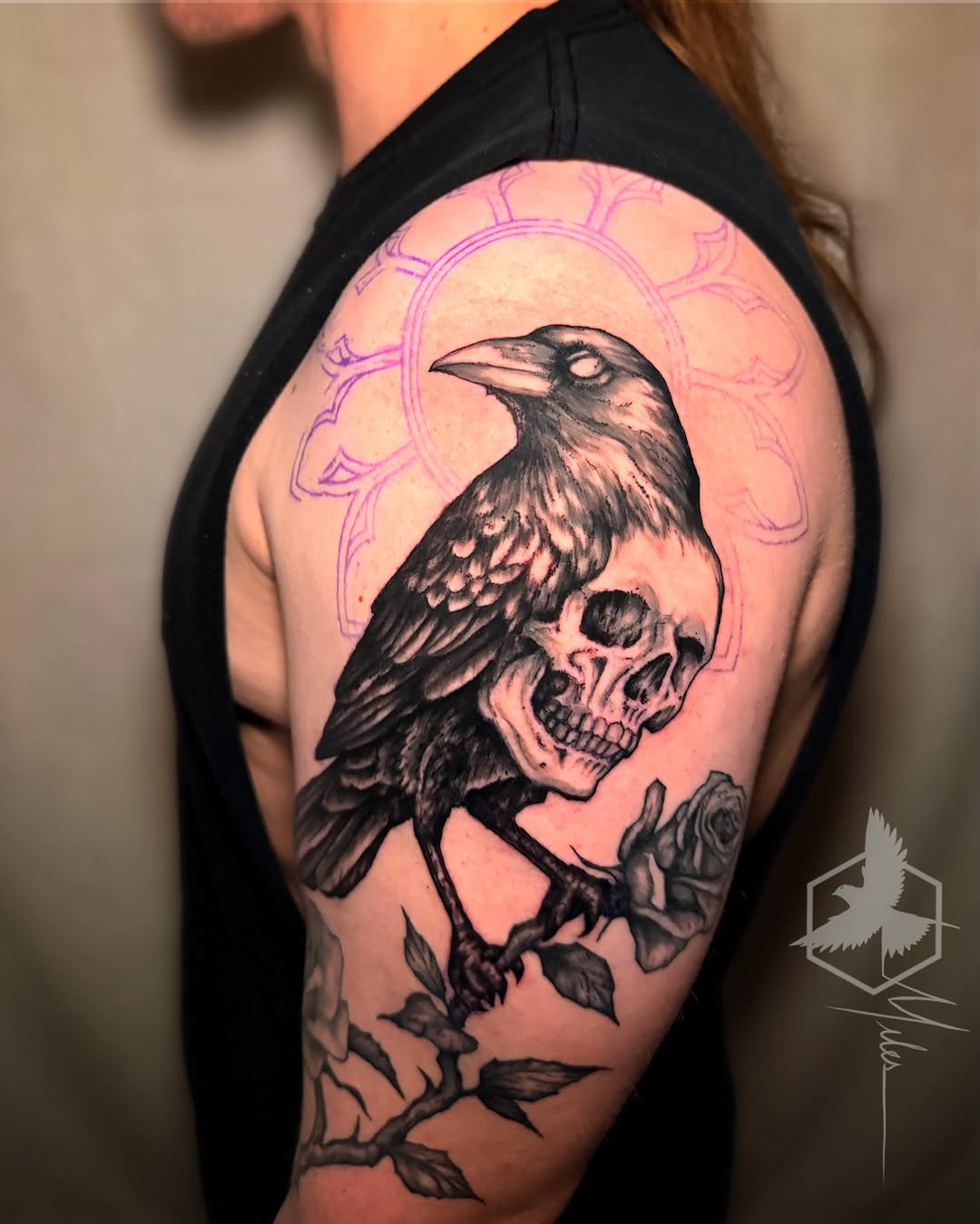 Tattoo by @milesbrowne — dark_realism, black_and_grey